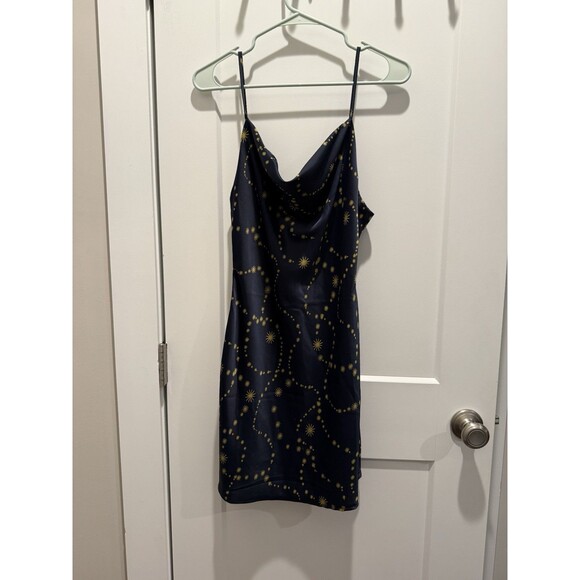 Urban Outfitters Mallory Celestial Slip Dress, Navy & Gold, Sz M Medium - Picture 3 of 8